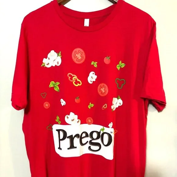 Prego Red Graphic T-Shirt XL Bella+Canvas 100% Cotton Tomato & Pasta Design - Picture 2 of 7